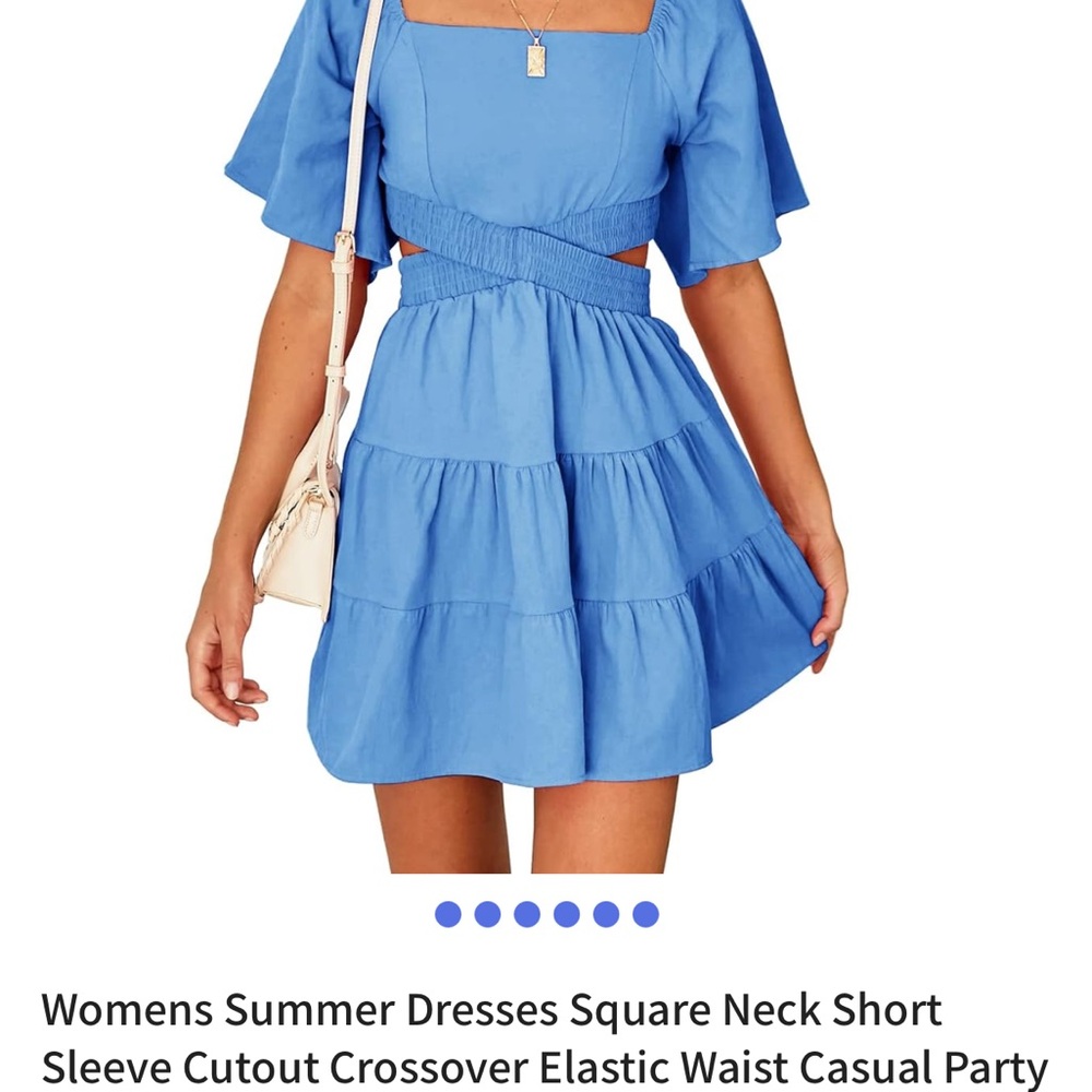 Chic Owngigi Blue Square Neck Mini Dress